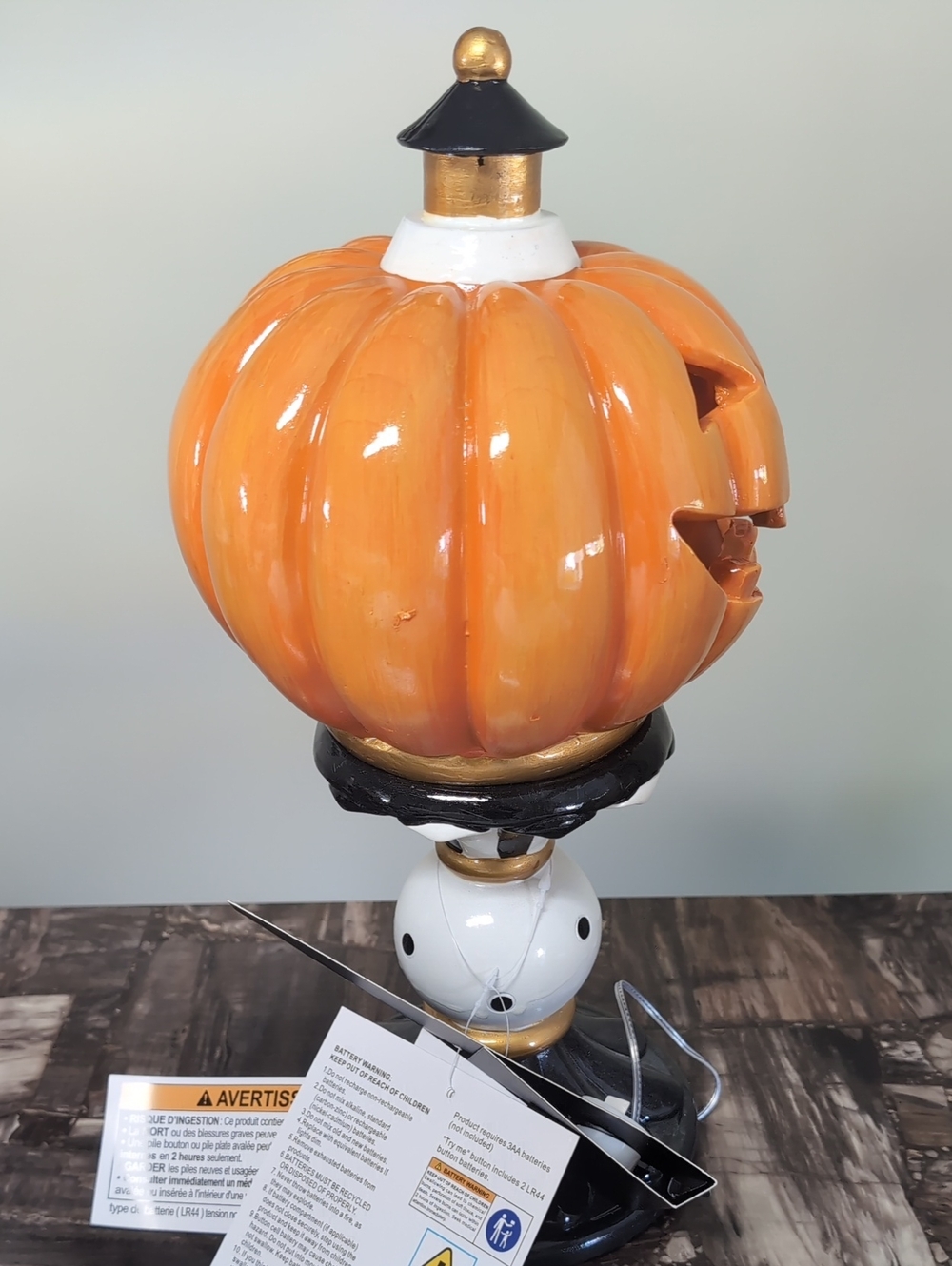 Hallow Home Whimsically Spooky LED Light Up Pumpkin On Pedestal Figurine 🎃 - Picture 6 of 13